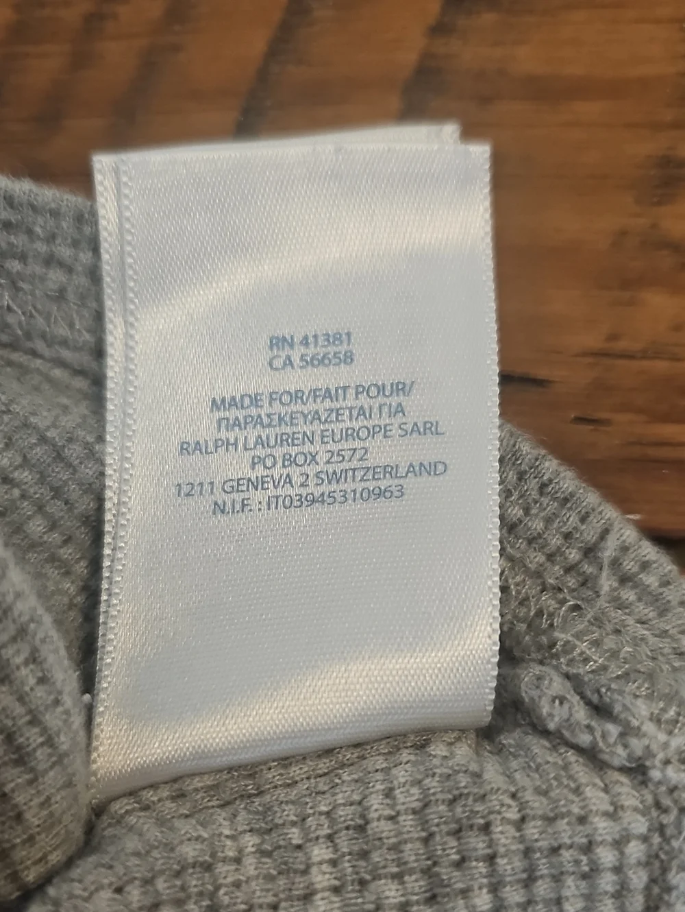 Ralph Lauren Baby Grey Waffle Knit Long-Sleeve Top